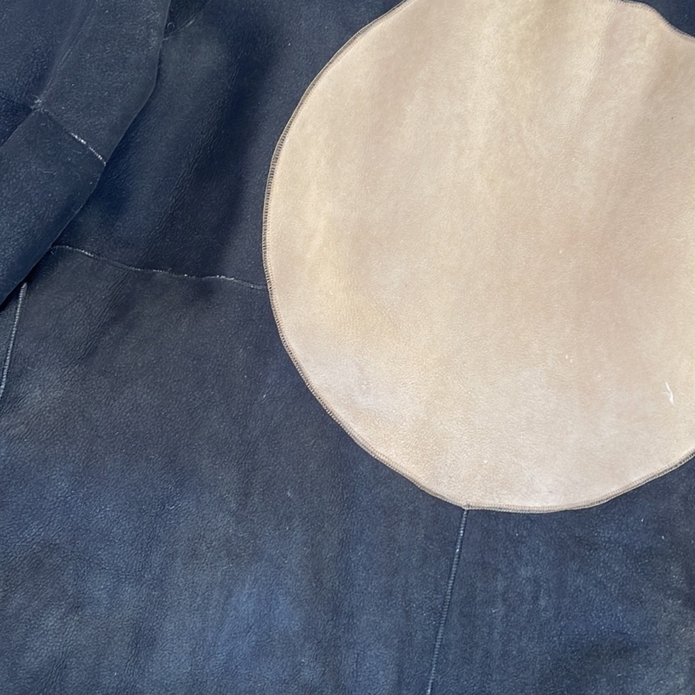 Cozy Oversized Sherpa Jacket with Cream Circle - Women's Leather Jackets - Picture 8 of 11